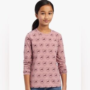 Ariat Girls Pink Heart and Horses Long Sleeve Organic Cotton Tee Shirt-NWT- Med